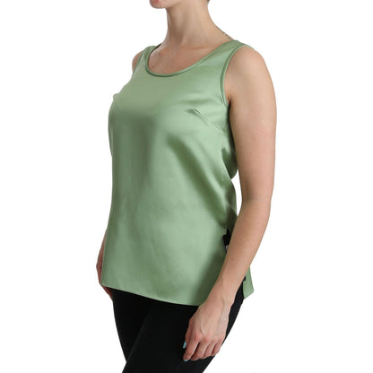 Dolce & Gabbana Green Sleeveless 100% Silk Top Tank Blouse