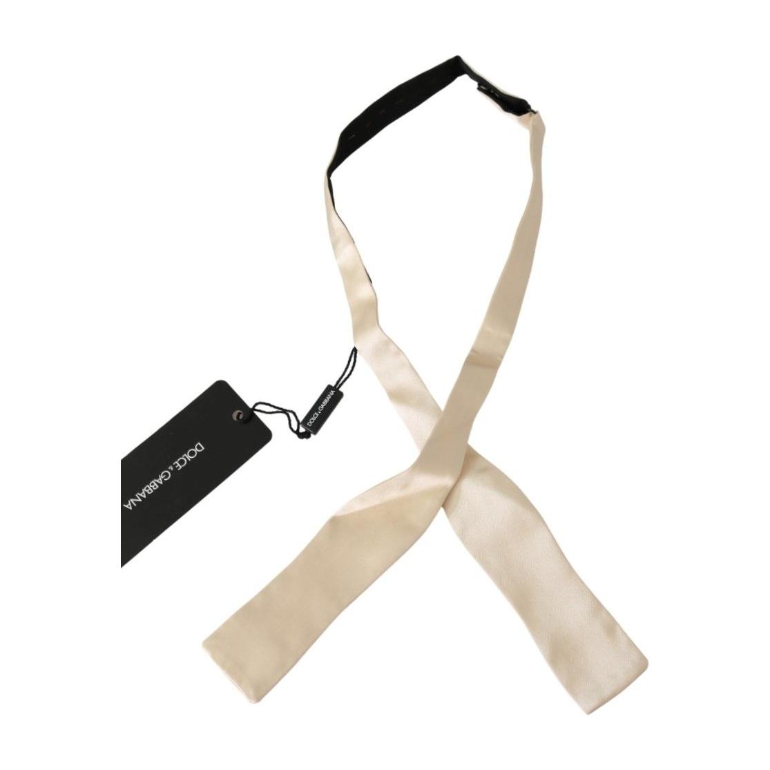 Dolce & Gabbana Beige Slim Skinny Men Necktie 100% Silk Bowtie