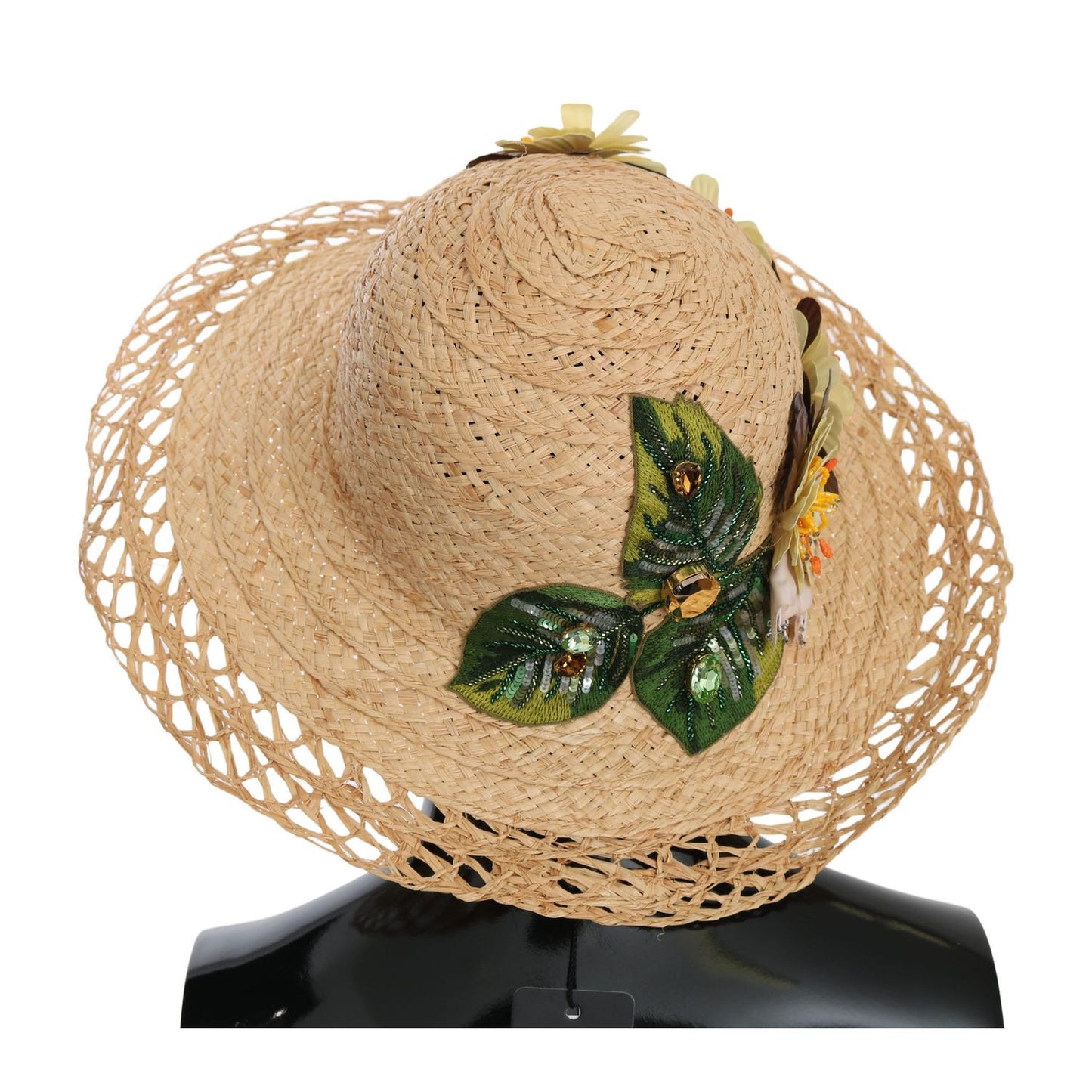 Dolce & Gabbana Beige Wide Brim Floral Bucket Capello Hat