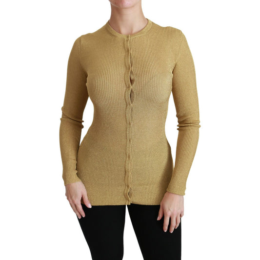 Dolce & Gabbana Gold Long Sleeve Cardigan Viscose Sweater