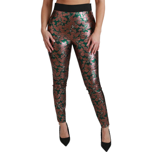 Dolce & Gabbana Green Bronze Leaf Tights Skinny Pants PAN70819-36