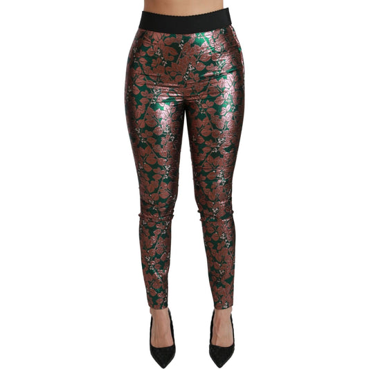 Dolce & Gabbana Green Bronze Leaf Tights Skinny Pants PAN70819-36
