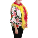 Dolce & Gabbana White Floral Coat Capte Fur Roses Jacket Coats & Jackets