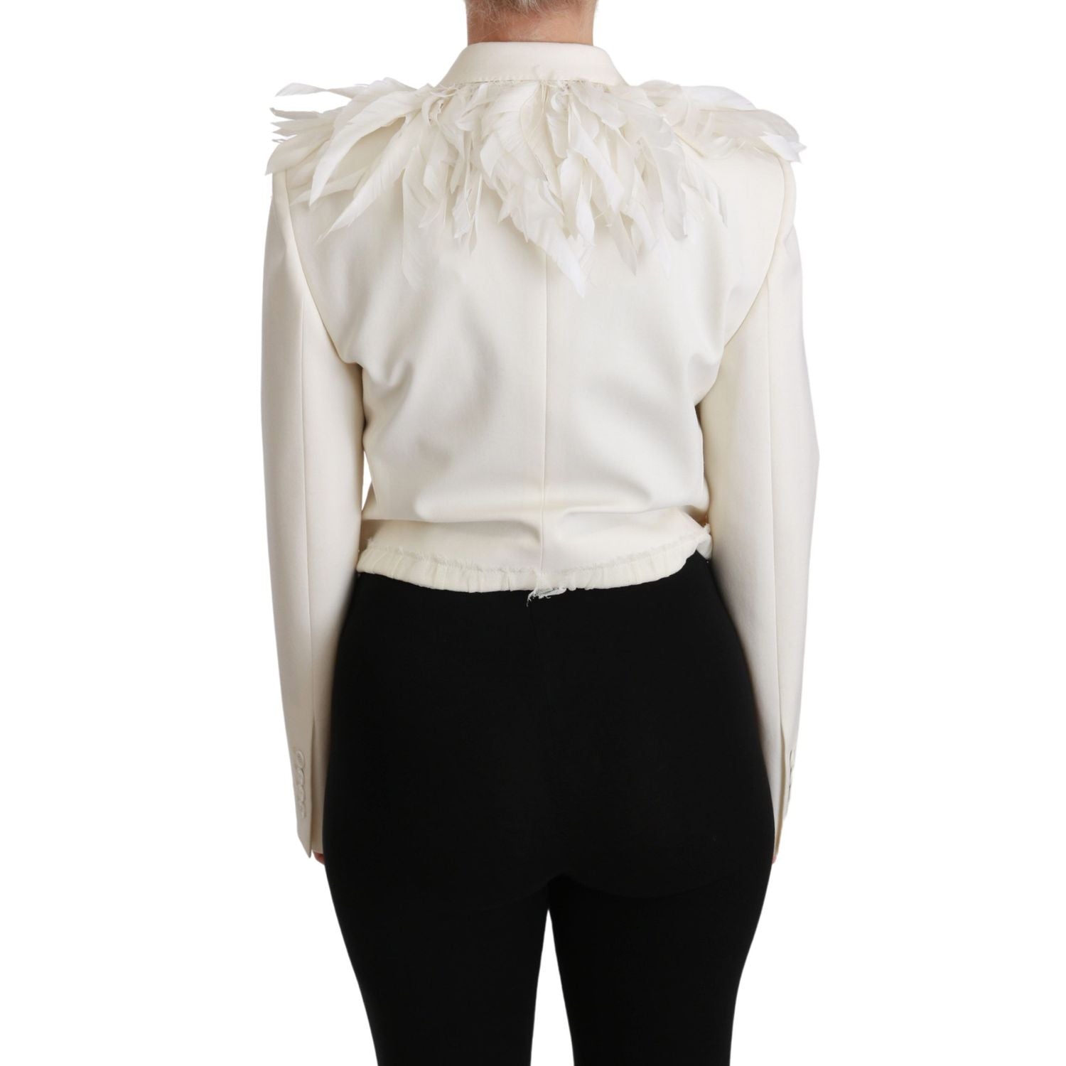 Dolce & Gabbana White Double Breasted Coat Wool Jacket