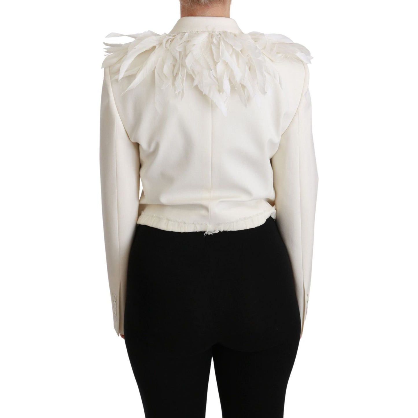 Dolce & Gabbana White Double Breasted Coat Wool Jacket