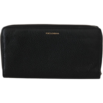 Dolce & Gabbana Black Mens Zipper Continental Purse 100% Leather Wallet Purse