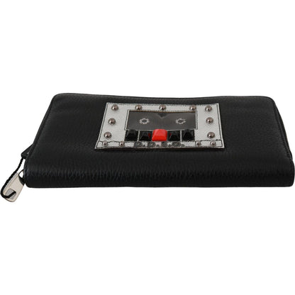Dolce & Gabbana Black Mens Zipper Continental Purse 100% Leather Wallet Purse