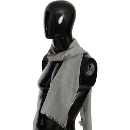 Costume National Gray Fringe Neck Wrap Cotton Scarf Scarves
