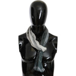 GF Ferre Gray Wool Viscose Foulard Patterned Branded Scarf Wool Scarves