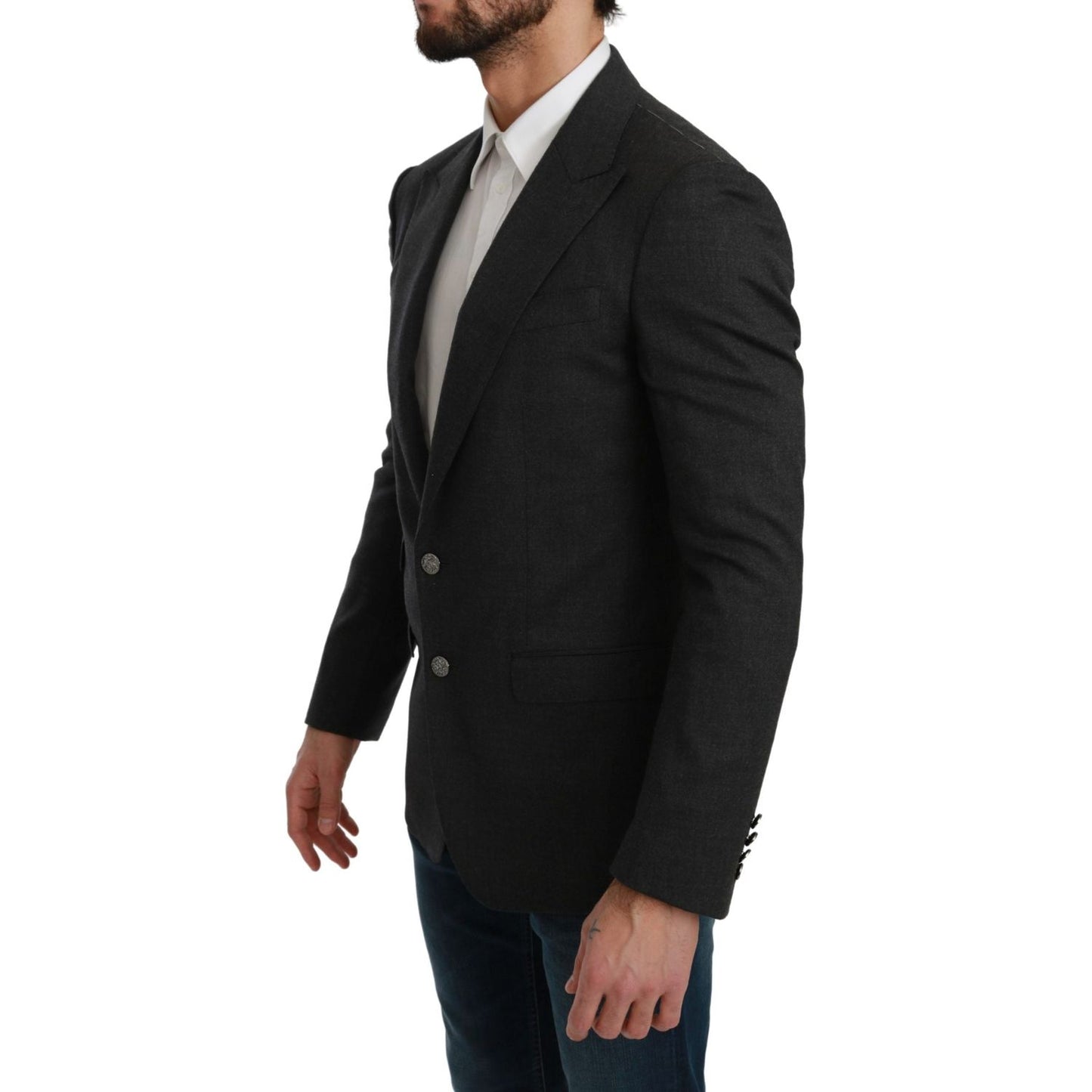 Dolce & Gabbana Gray NAPOLI Slim Fit Jacket Wool Blazer