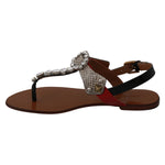 Dolce & Gabbana Leather Ayers Crystal Sandals Flip Flops Shoes
