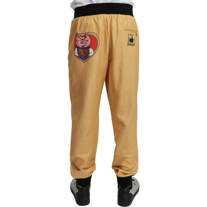 Dolce & Gabbana Gold Year Of The Pig Cotton Mens Pants