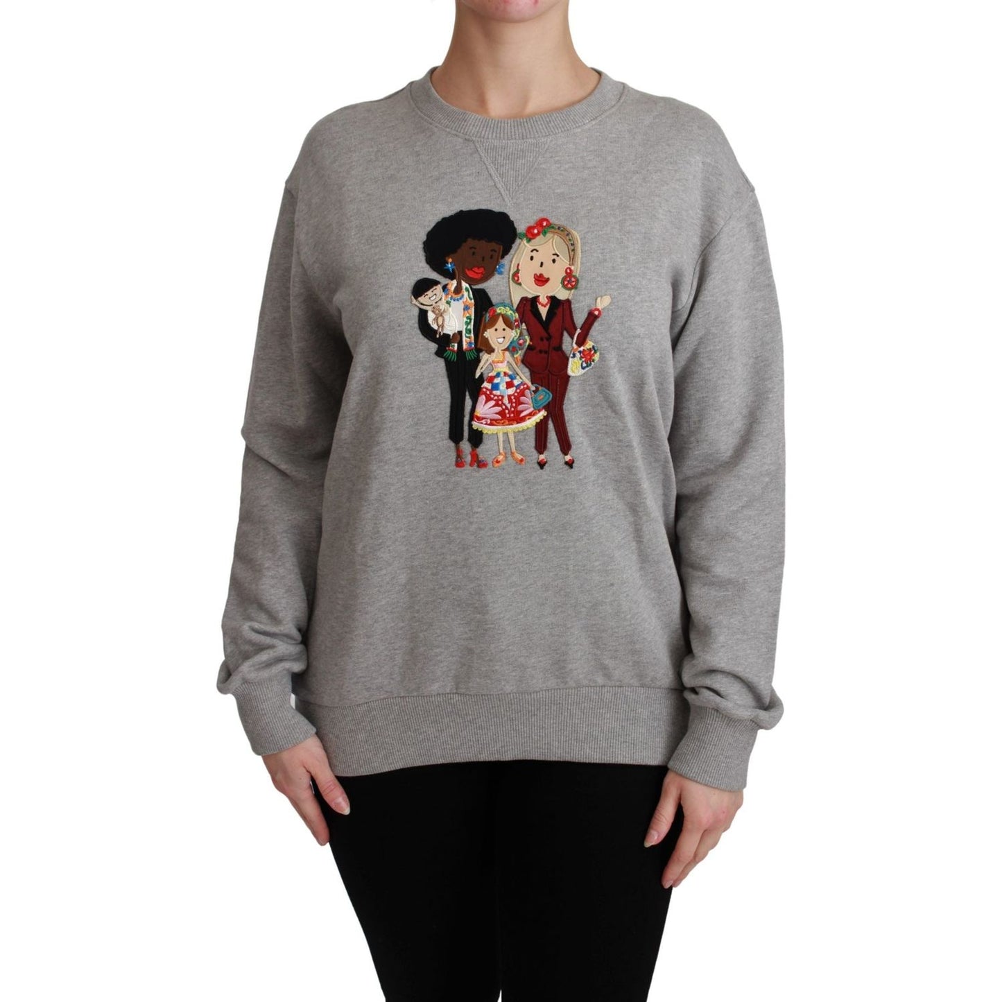 Dolce & Gabbana Gray #dgfamily Cotton Pullover Sweater