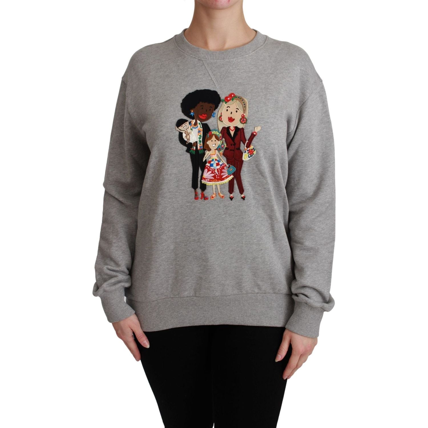 Dolce & Gabbana Gray #dgfamily Cotton Pullover Sweater
