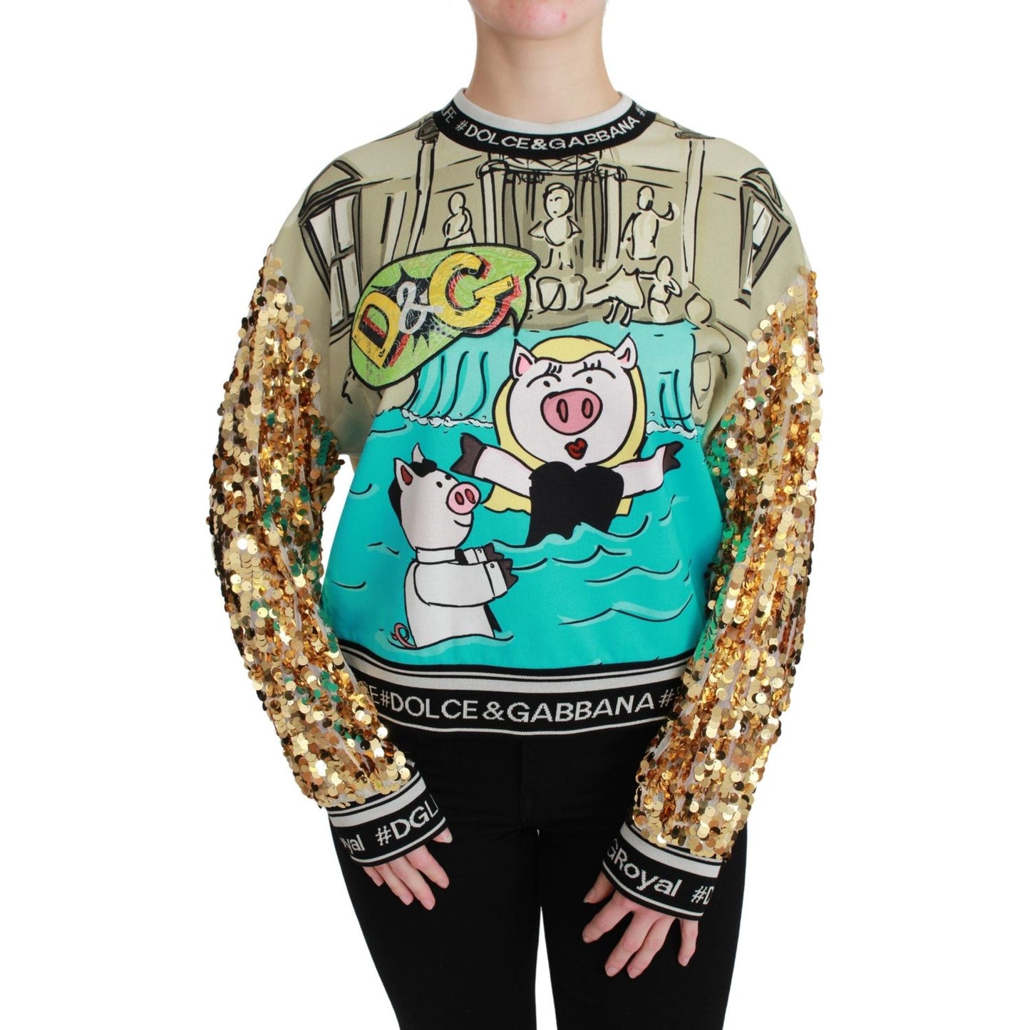 Dolce & Gabbana Year of the Pig Sequined Top Sweater