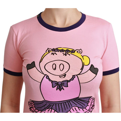 Dolce & Gabbana Pink YEAR OF THE PIG Top Cotton T-shirt
