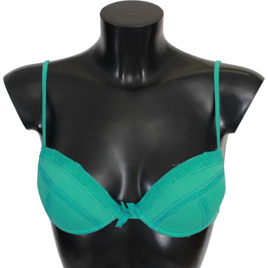 Ermanno Scervino Green Push Up Bra 100% Cotton Underwear BIK779-It2
