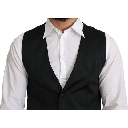 Dolce & Gabbana Gray 100% Silk Formal Coat Vest