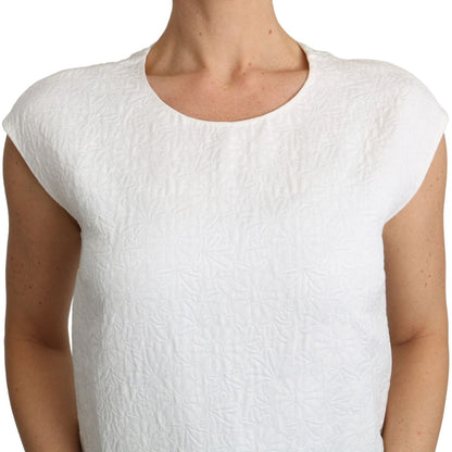 Dolce & Gabbana White Floral Brocade Blouse Cotton Top