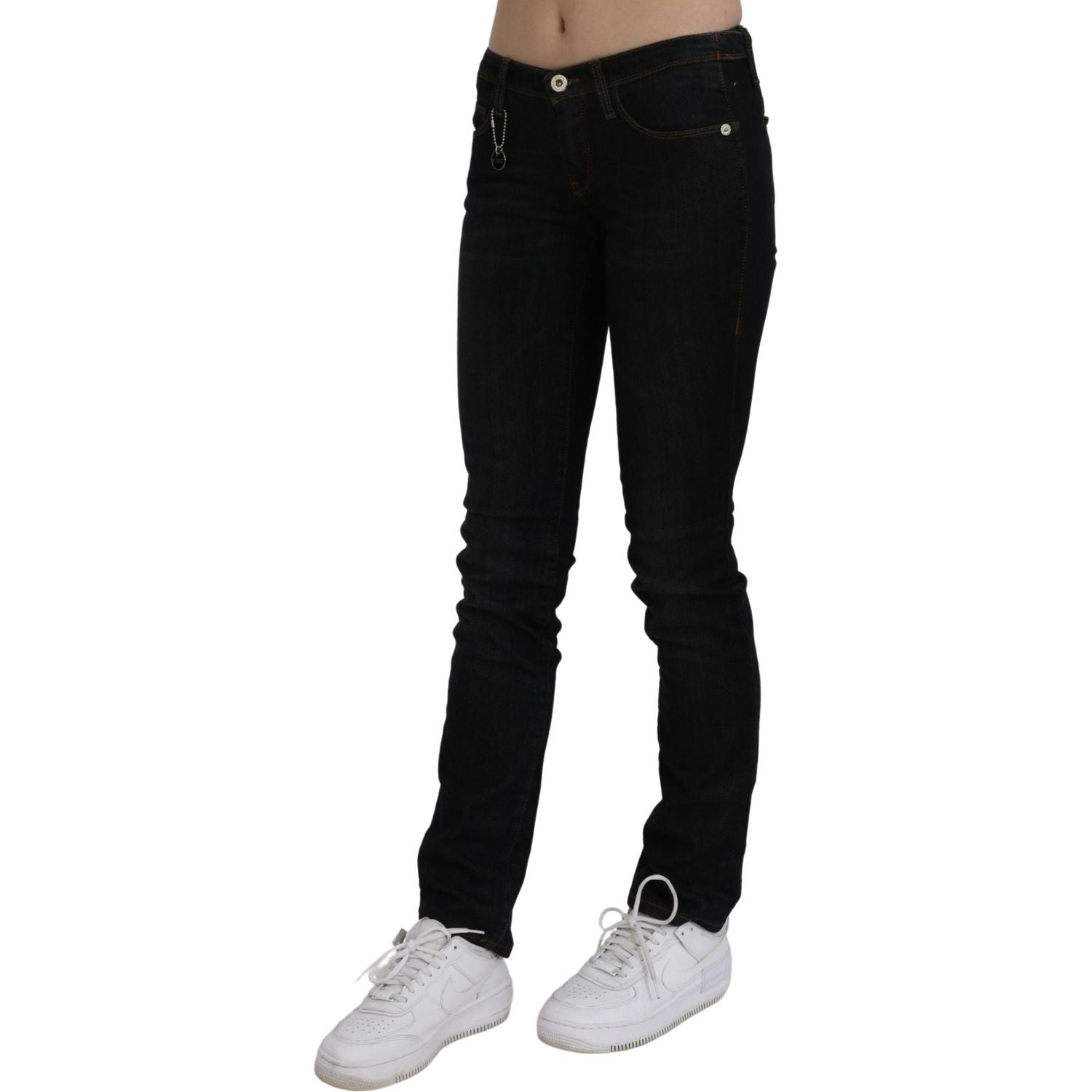 Costume National Black Mid Waist Skinny Denim Cotton Jeans