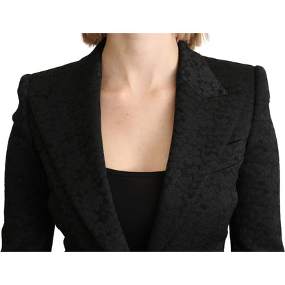 Dolce & Gabbana Black Brocade Single Breasted Blazer Jacket