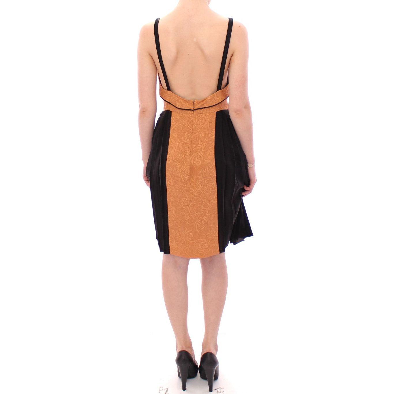 FILOS Black Bronze Silk Sleeveless Above Sheath Dress Dresses
