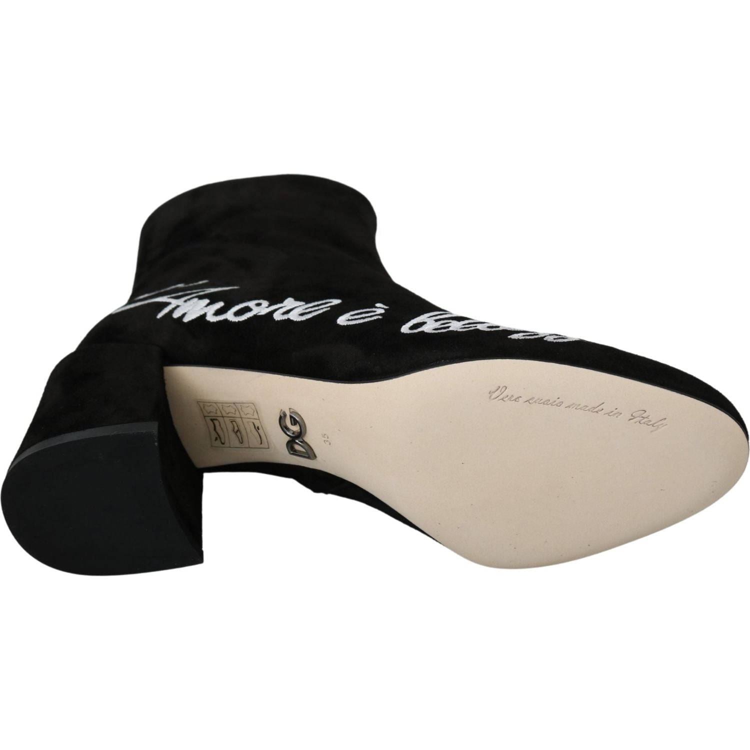Dolce & Gabbana Black Suede L'Amore E'Bellezza Boots Shoes