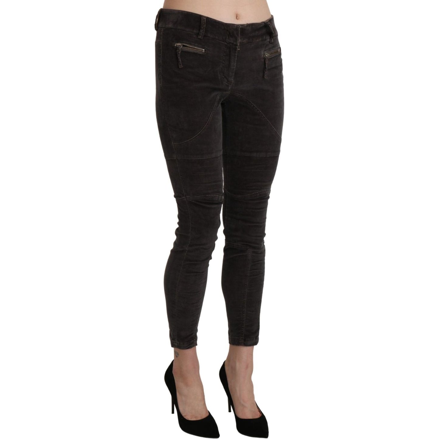 Ermanno Scervino Brown Velvet Capri Cropped Cotton Pants