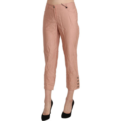 Ermanno Scervino Cotton Pink High Waist Cropped Trouser Pants