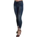 Ermanno Scervino Blue Washed High Waist Skinny Cropped Cotton Jeans