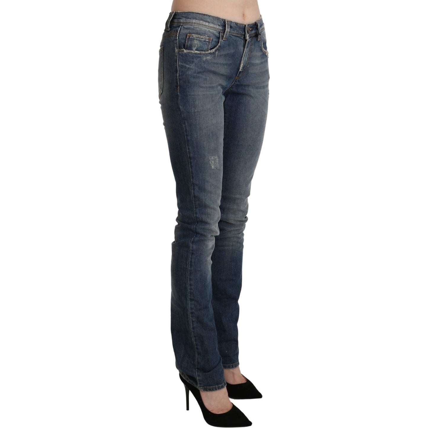 Ermanno Scervino Blue Washed Mid Waist Skinny Denim Jeans