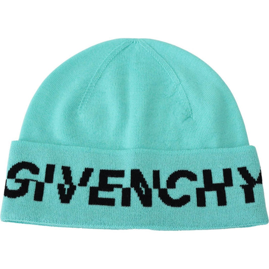 Givenchy Green Wool Beanie Unisex Logo Hat