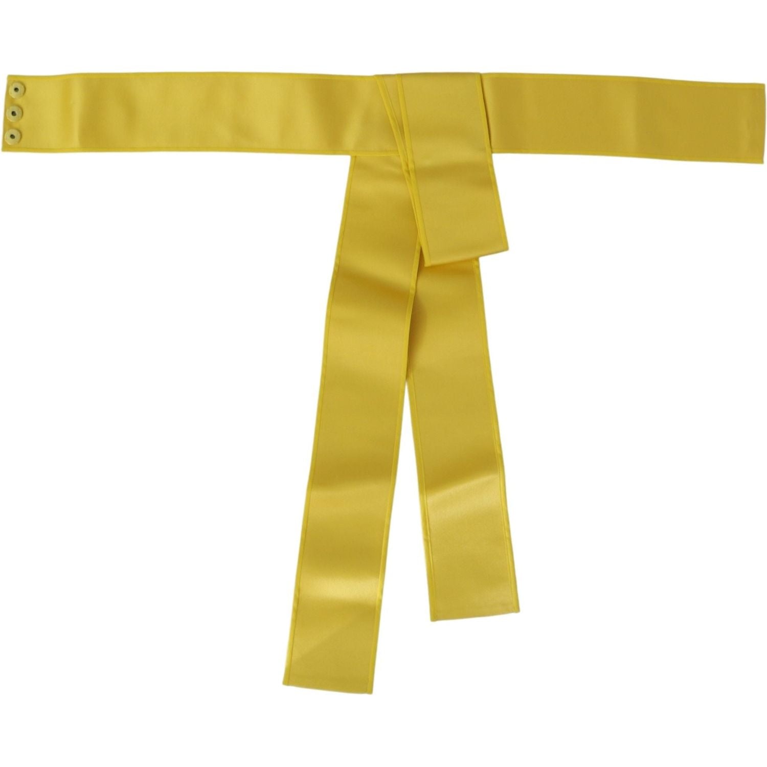 Dolce & Gabbana Yellow Wide Snap Button Closure Silk Belt