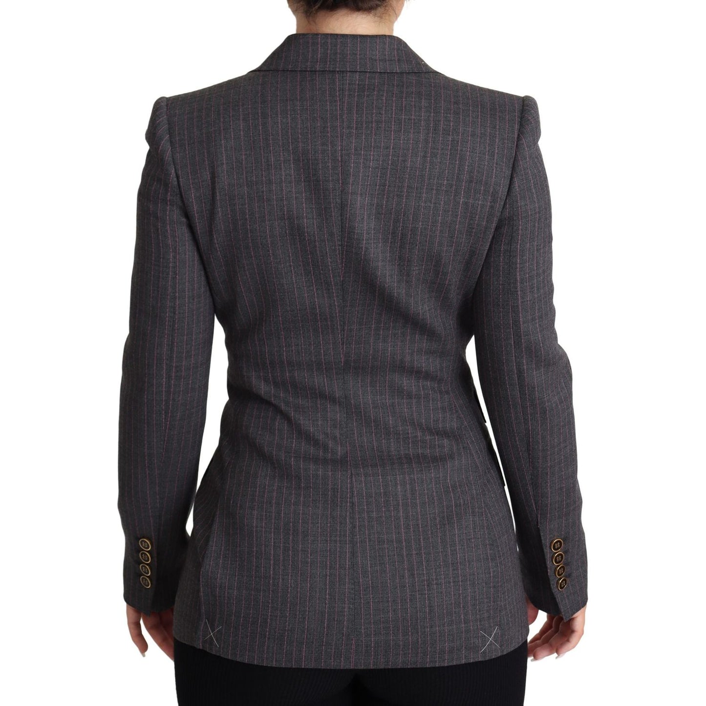 Dolce & Gabbana Gray Single Breasted Fitted Blazer Wool Jacket