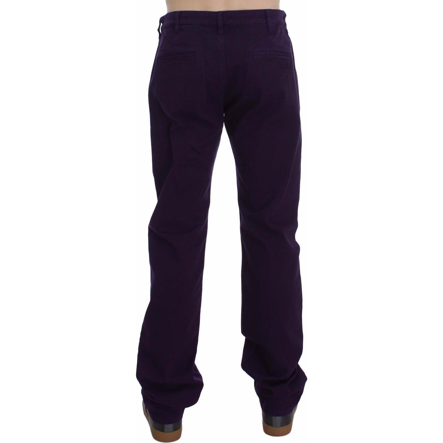 GF Ferre Purple Cotton Stretch Purple Fit  Pants