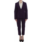 BENCIVENGA Purple Striped Stretch Coat Blazer Pants Suit
