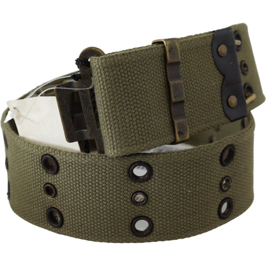 Ermanno Scervino Green 100% Cotton Rustic Bronze Buckle Belt BEL8001-85