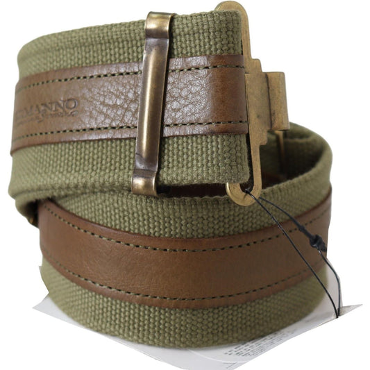 Ermanno Scervino Green Leather Rustic Bronze Buckle Army Belt BEL8051-80