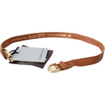 Scervino Street Light Brown Leather Gold Double Buckle Waist Belt Belt
