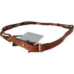 Scervino Street Brown Leather Braided Rope Gold Buckle Belt Belt