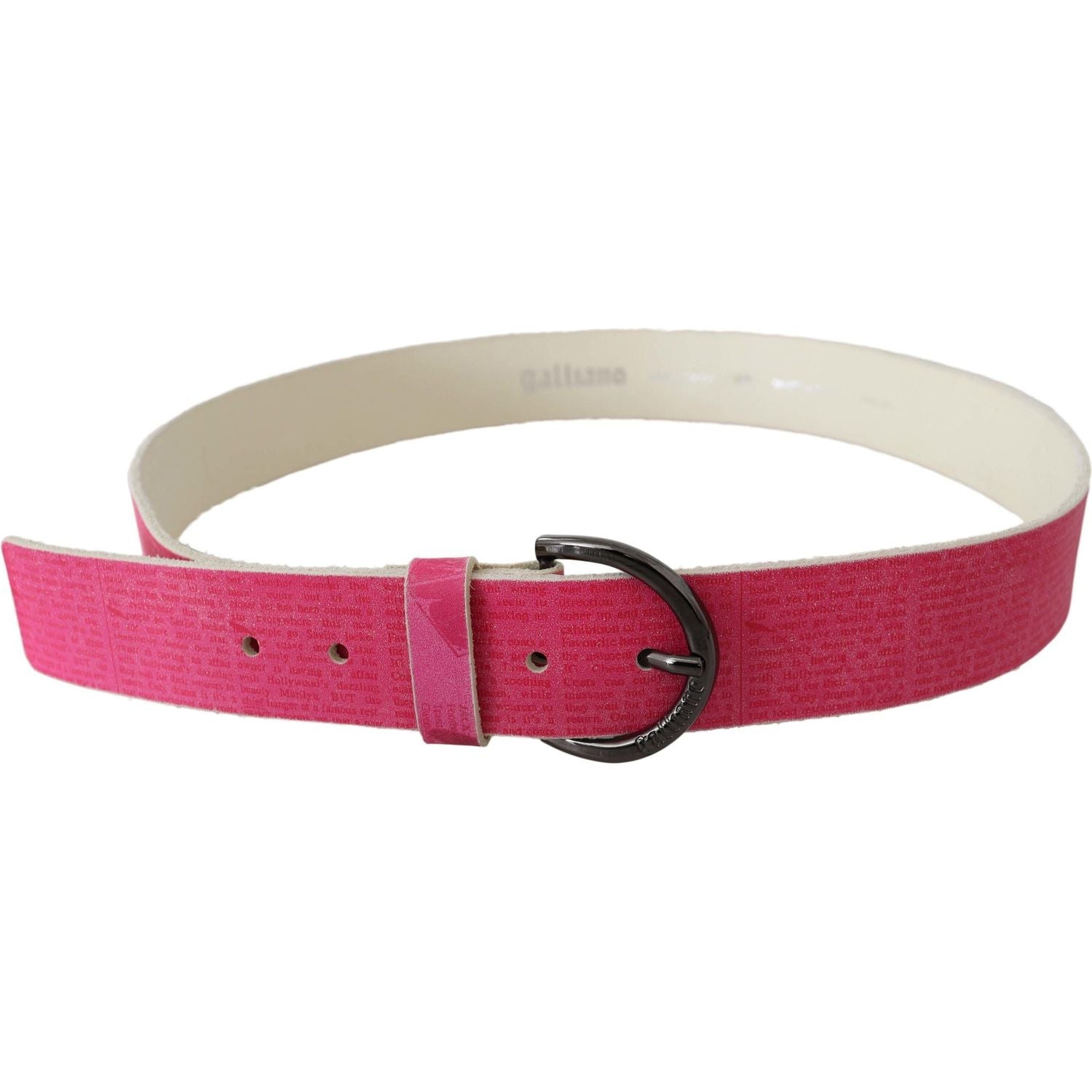 John Galliano Pink Leather Letter Logo Design Round Buckle Belt