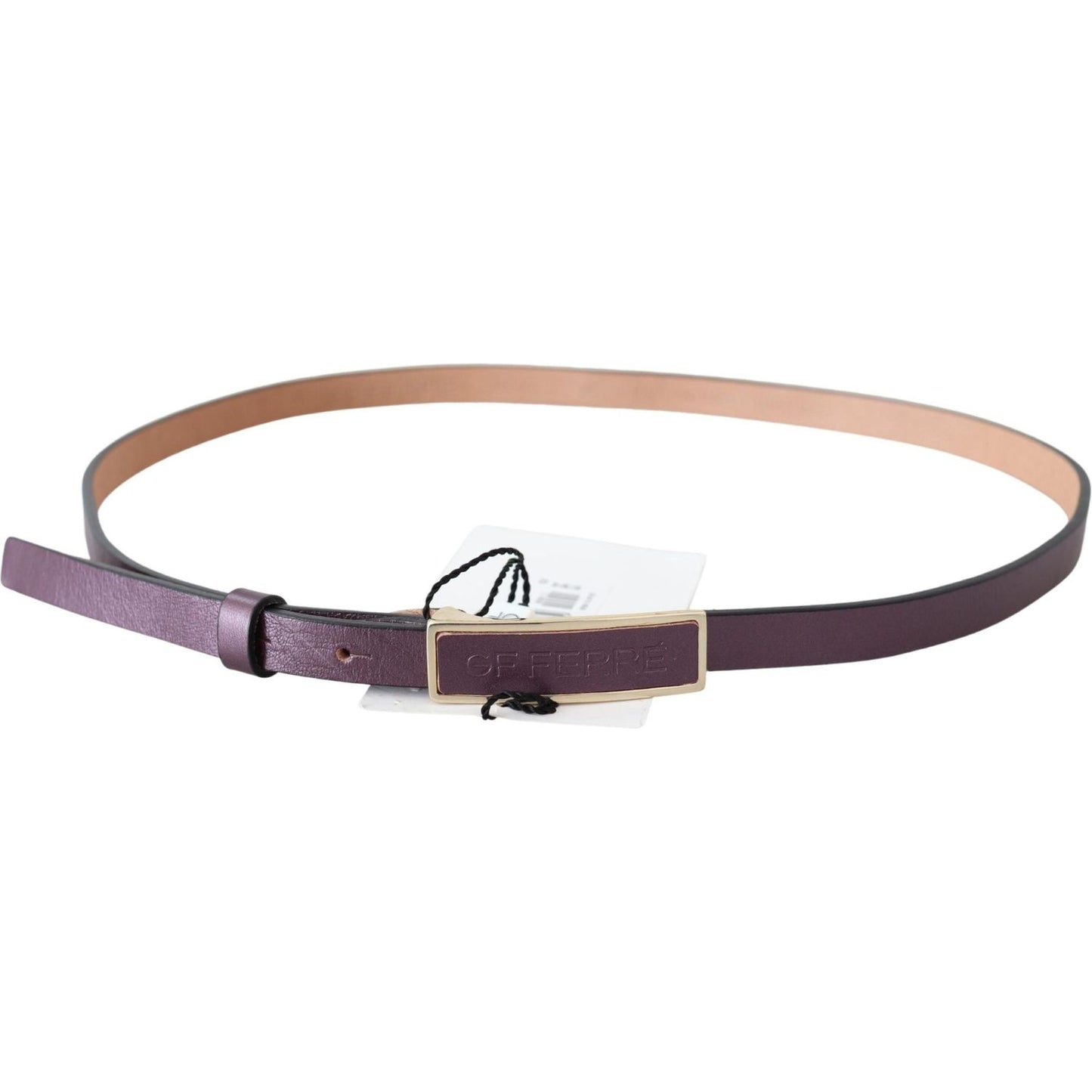 GF Ferre Gold Logo Buckle Waist Leather Skinny Belt Belt