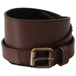 PLEIN SUD Brown Wide Leather Rustic Gold Metal Buckle Dark