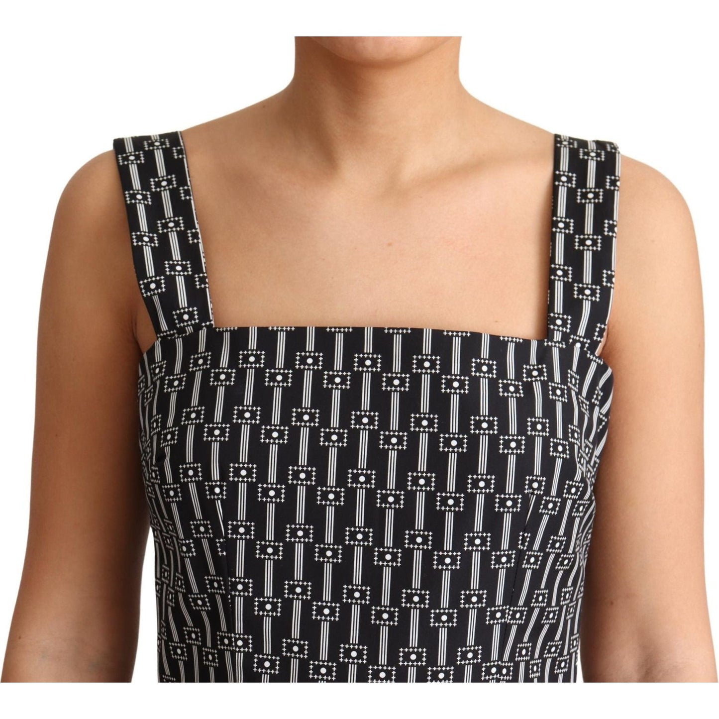 Dolce & Gabbana Black White Pattern Cotton A-Line Dress