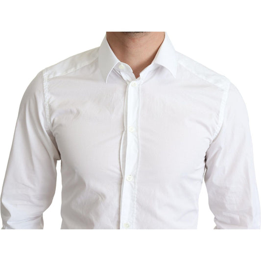 Dolce & Gabbana White Cotton Long Sleeves Men Formal Shirt TSH5903 -IT37