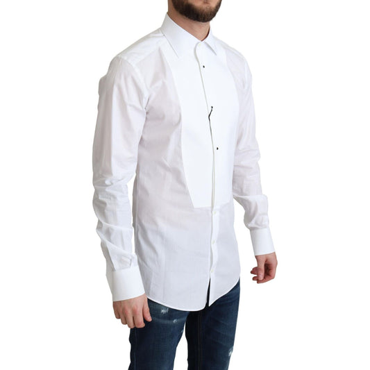 Dolce & Gabbana White Bib Cotton Poplin Men Formal Shirt TSH5932 -37