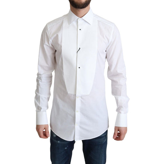 Dolce & Gabbana White Bib Cotton Poplin Men Formal Shirt TSH5932 -37