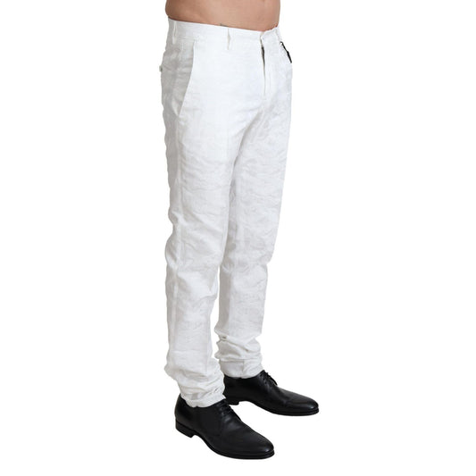 Dolce & Gabbana White Brocade Jaquard Dress Trouser Pants