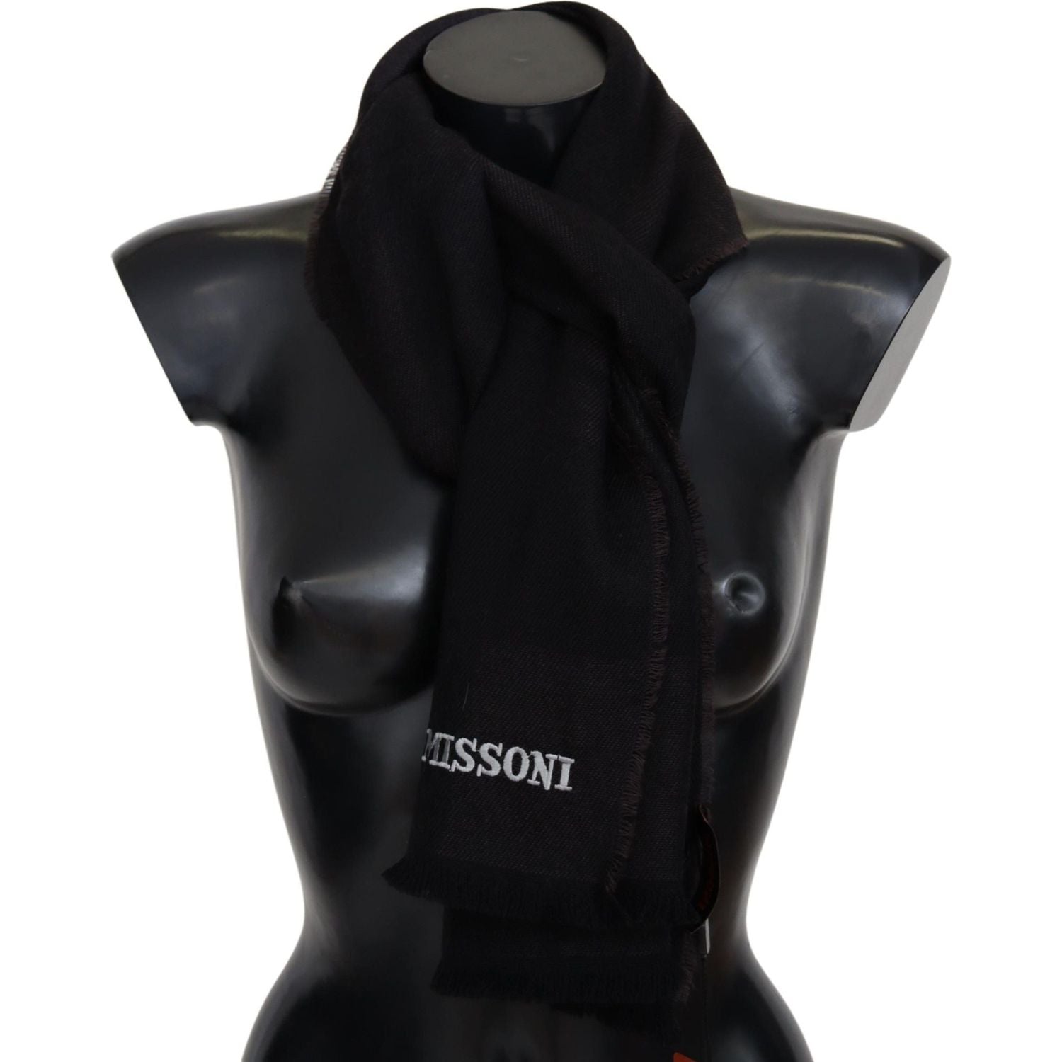 Missoni Black 100% Wool Unisex Neck Wrap Scarf