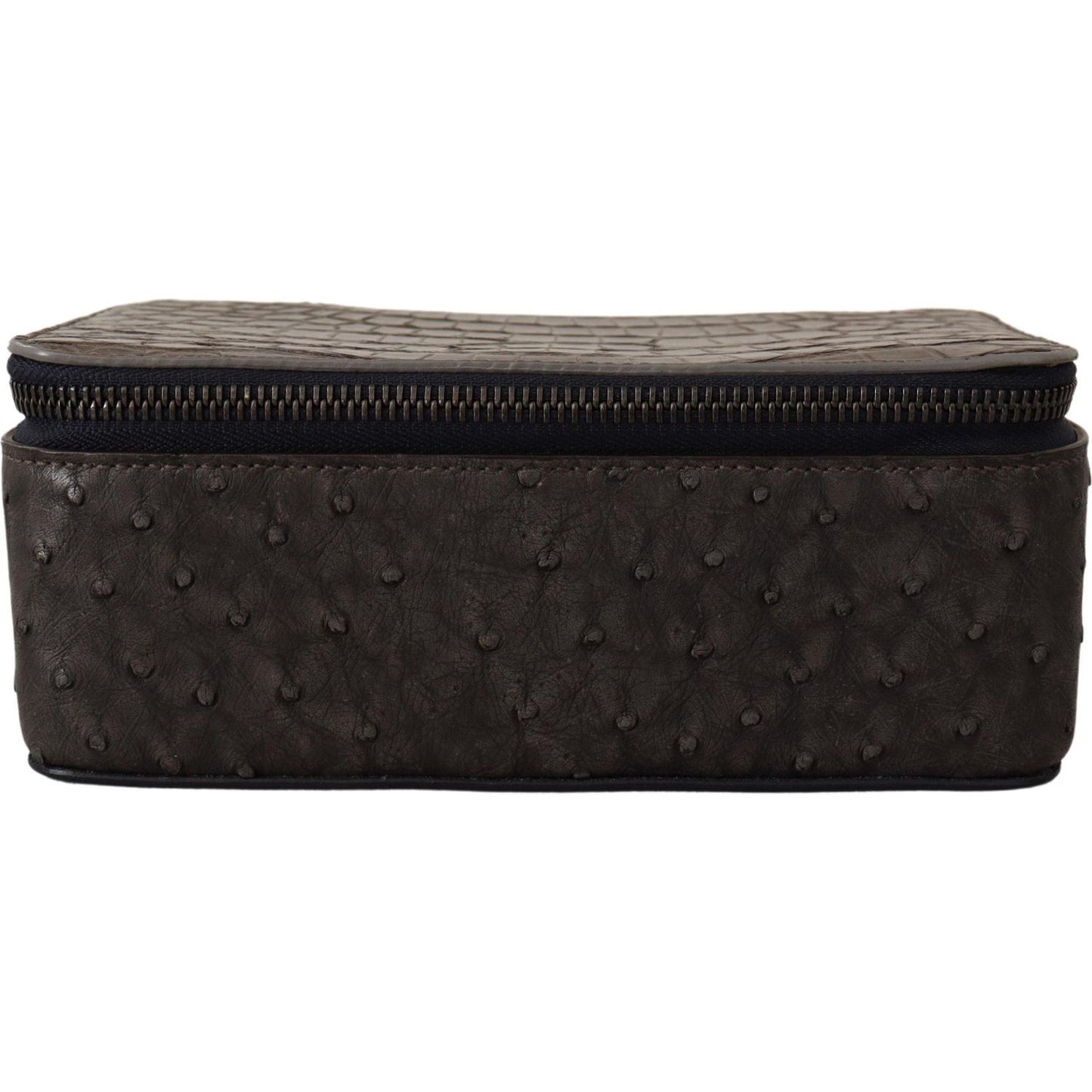 Dolce & Gabbana Gray Skin Leather Vanity Case Toiletry Shaving Bag